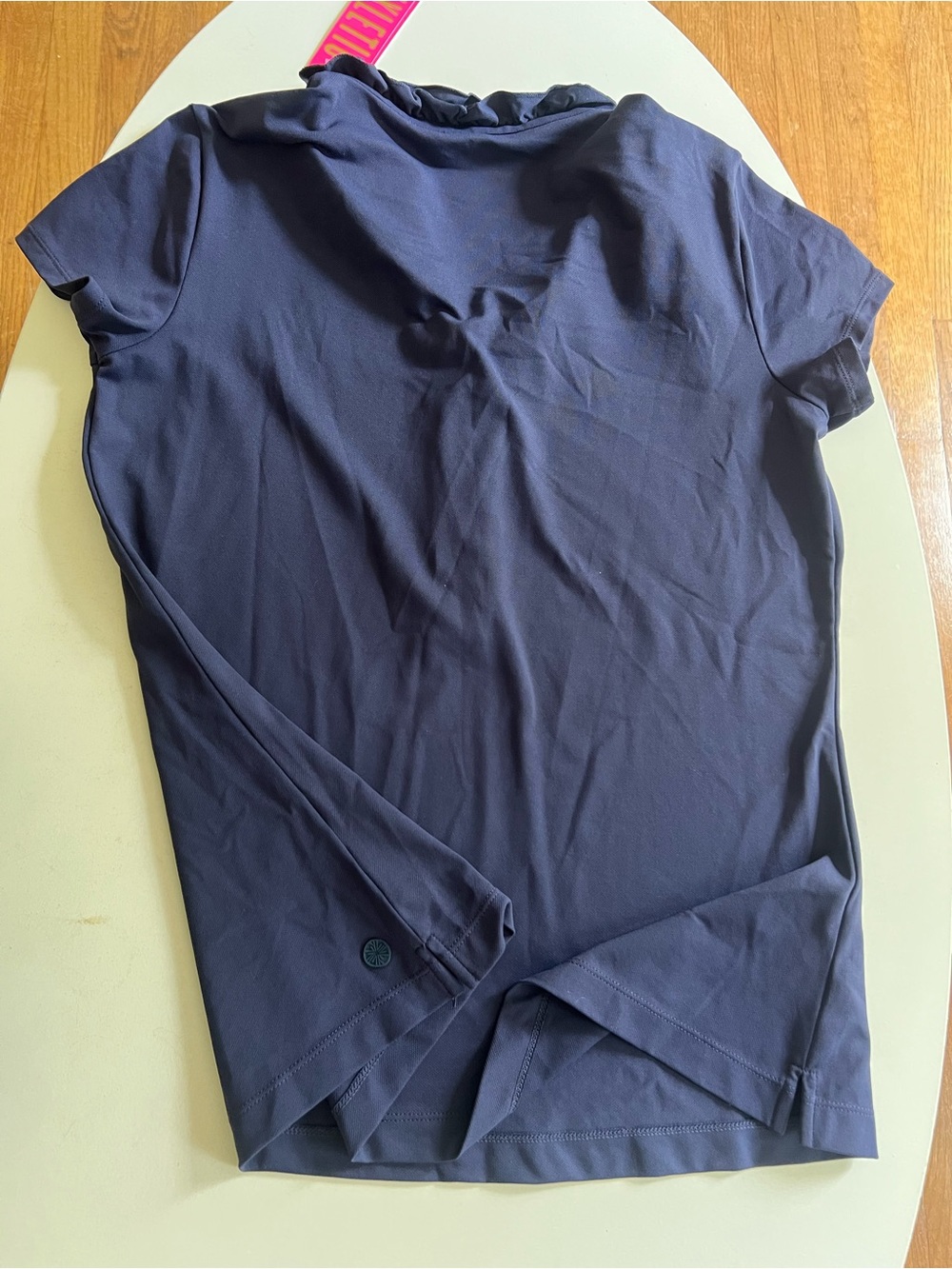 Lilly Pulitzer Luxletic Frida Ruffle Polo UPF 50+ Navy Size L NWT - Picture 3 of 6
